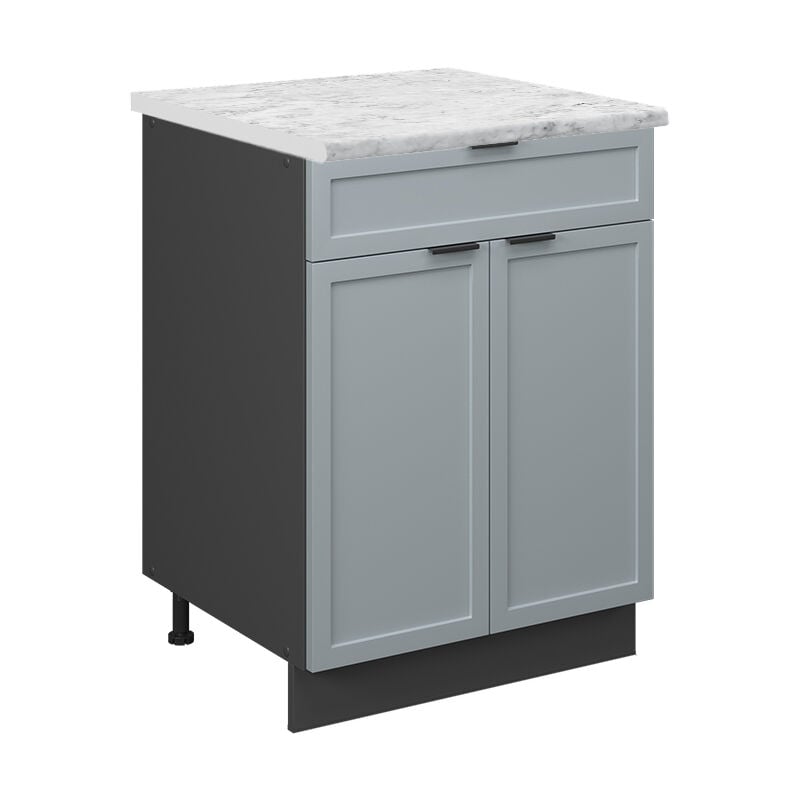 foto del prodotto mobiletto base per cucina fame line, blu grigio chiaro, 60 cm con cassetto, pl marmo vicco