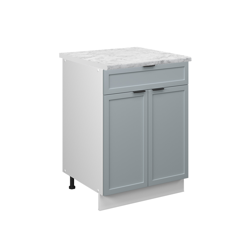 foto del prodotto mobiletto base per cucina fame line, blu grigio chiaro, 60 cm con cassetto, pl marmo vicco