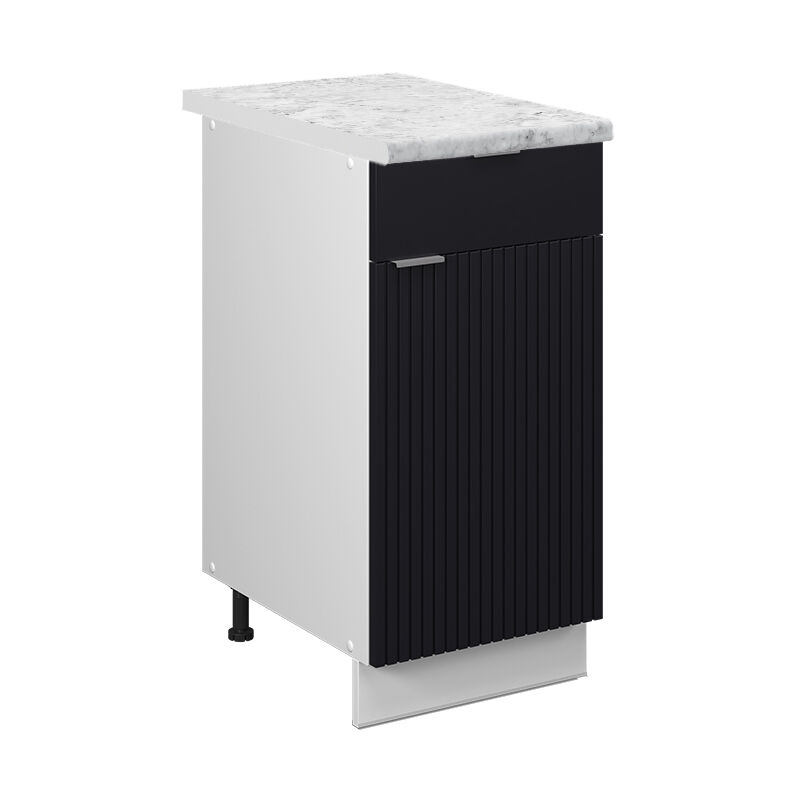 foto del prodotto mobiletto base per cucina fame line, nero a righe, 40 cm , pl marmo vicco
