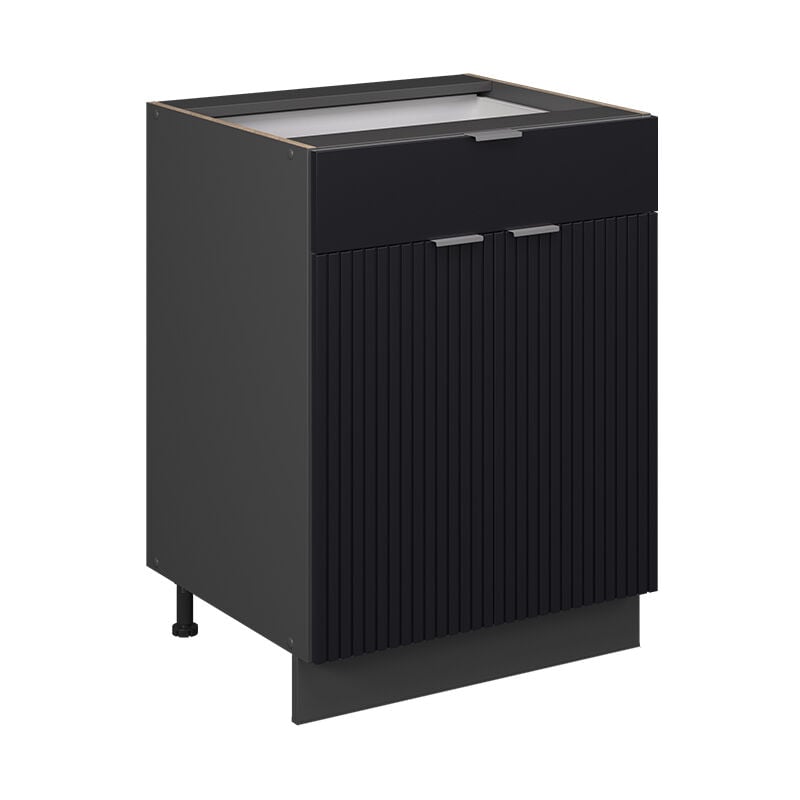 foto del prodotto mobiletto base per cucina fame line, nero a righe, 60 cm con cassetto, senza piano di lavoro vicco