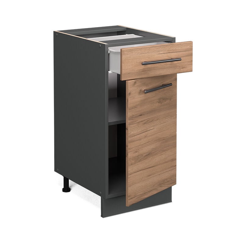 foto del prodotto mobiletto base per cucina fame line, quercia dorata, 40 cm senza piano di lavoro vicco
