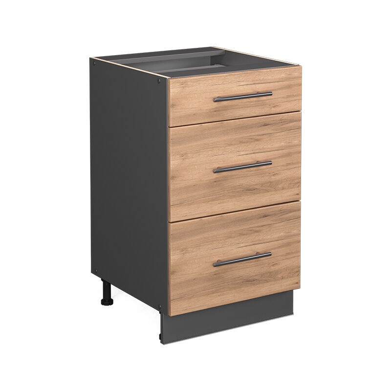 foto del prodotto mobiletto base per cucina fame line, quercia dorata, 50 cm senza piano di lavoro vicco
