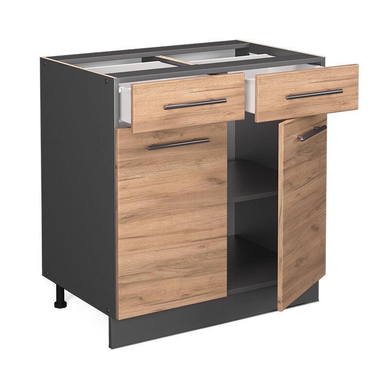 foto del prodotto mobiletto base per cucina fame line, quercia dorata, 80 cm senza piano di lavoro vicco