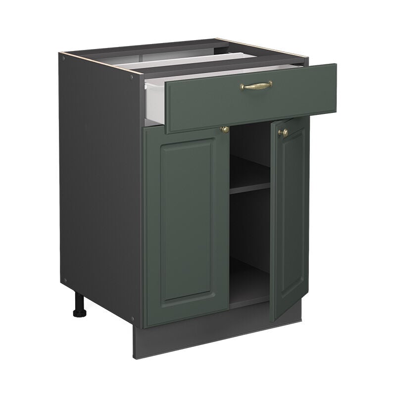 foto del prodotto mobiletto base per cucina fame line, verde oro country house, 60 cm con cassetto, senza piano di lavoro vicco