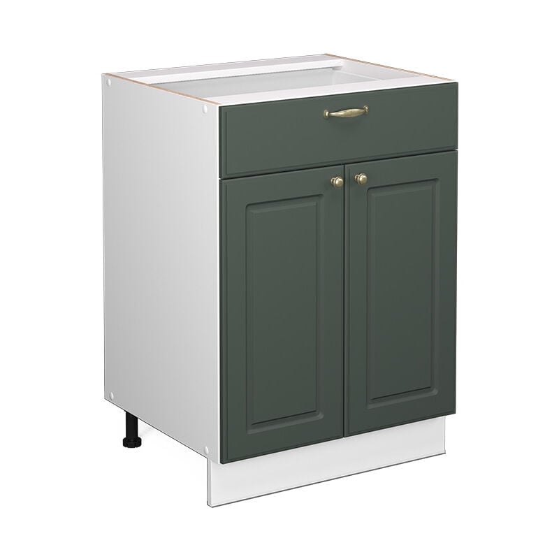 foto del prodotto mobiletto base per cucina fame line, verde oro country house, 60 cm con cassetto, senza piano di lavoro vicco