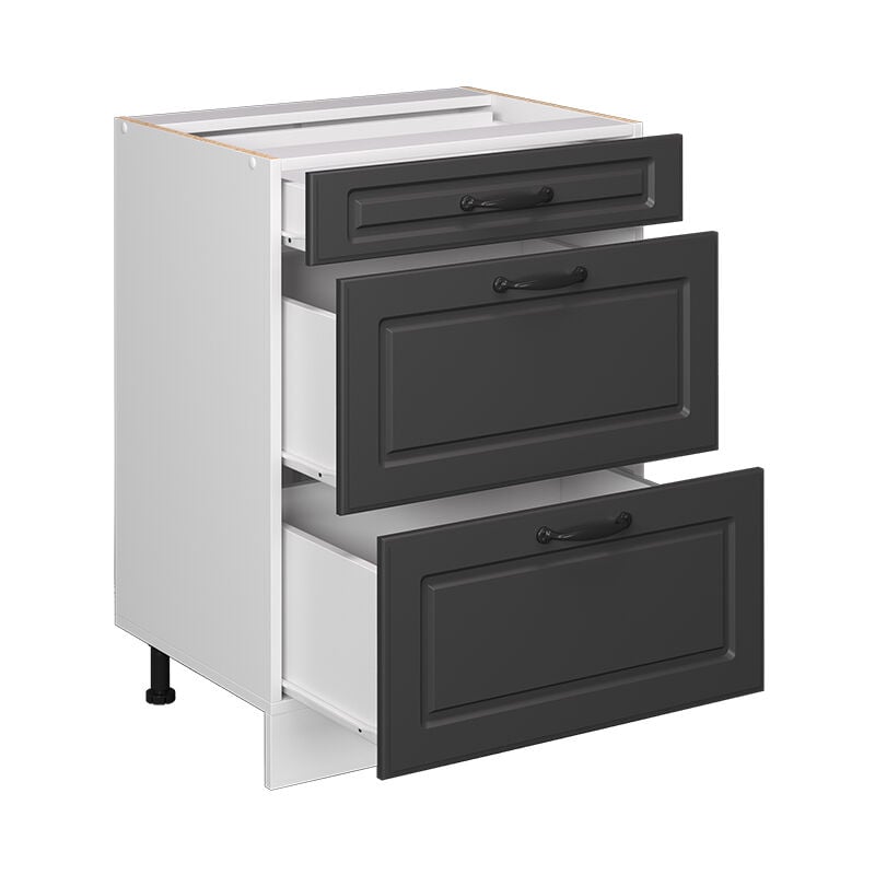 foto del prodotto mobiletto base per cucina r line, antracite casa di campagna, 60 cm con cassetti, senza piano di lavoro vicco
