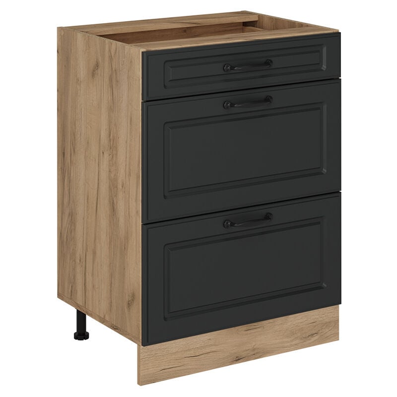 foto del prodotto mobiletto base per cucina r line, antracite casa di campagna, 60 cm con cassetti, senza piano di lavoro, vicco