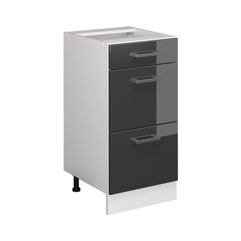 foto del prodotto mobiletto base per cucina r line, antracite lucido, 40 cm con cassetti, senza piano di lavoro, vicco