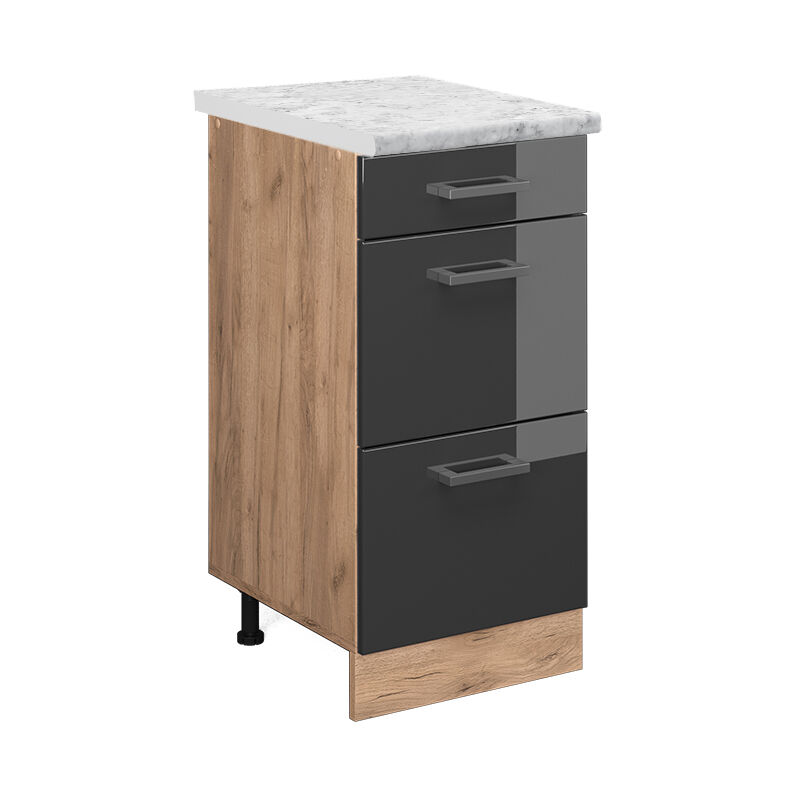 foto del prodotto mobiletto base per cucina r line, antracite lucido, 40 cm pl marmo vicco