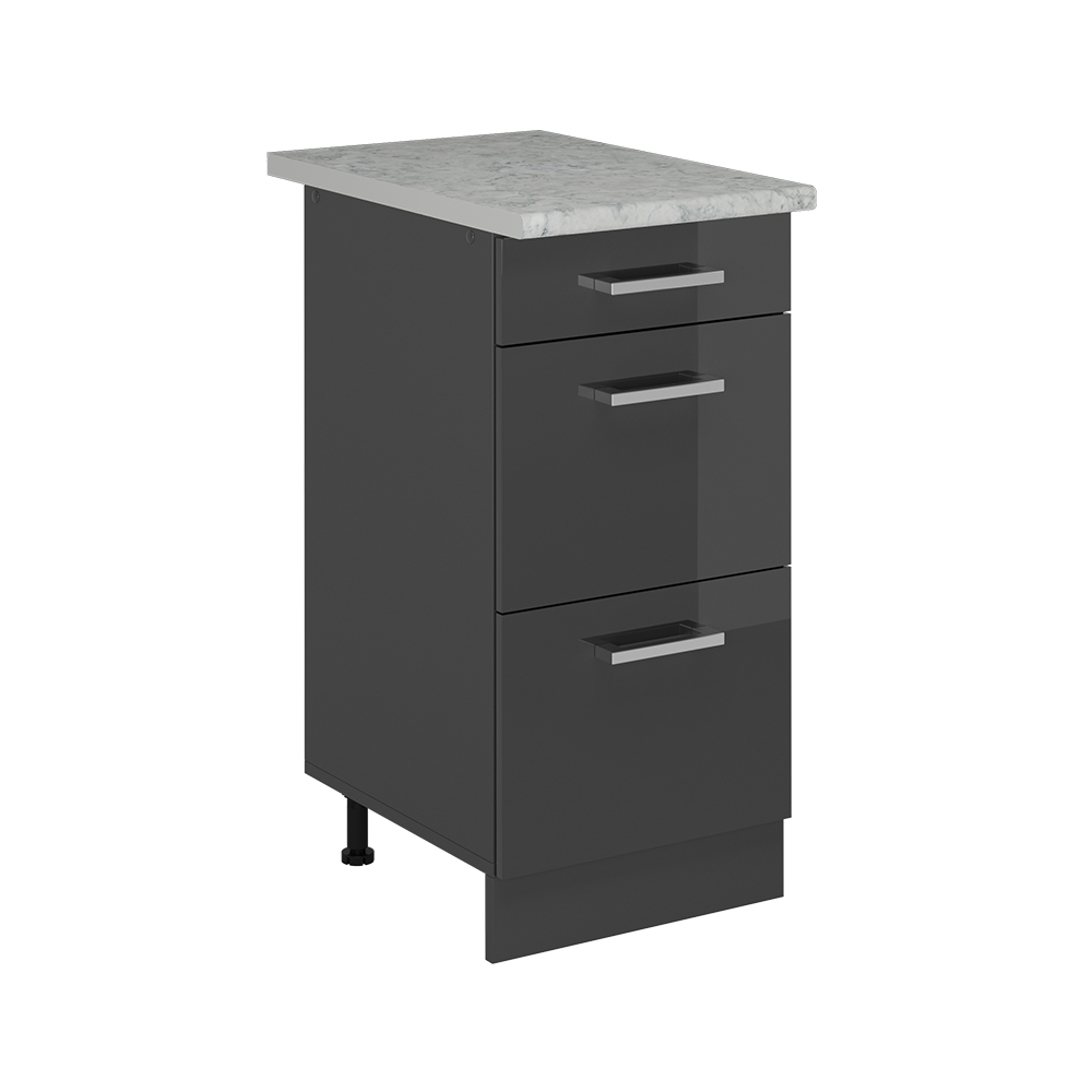 foto del prodotto mobiletto base per cucina r line, antracite lucido, 40 cm pl marmo vicco