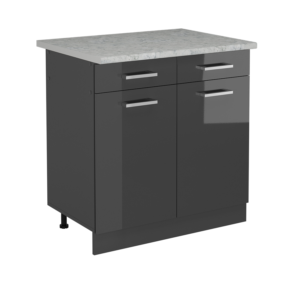 foto del prodotto mobiletto base per cucina r line, antracite lucido, 80 cm pl marmo vicco