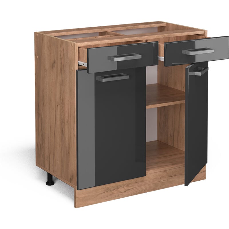 foto del prodotto mobiletto base per cucina r line, antracite lucido, 80 cm senza piano di lavoro vicco