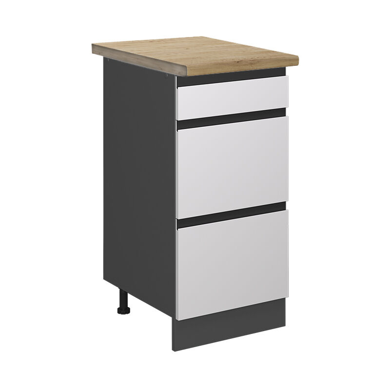 foto del prodotto mobiletto base per cucina r line, bianco, 40 cm con cassetti, pl rovere vicco