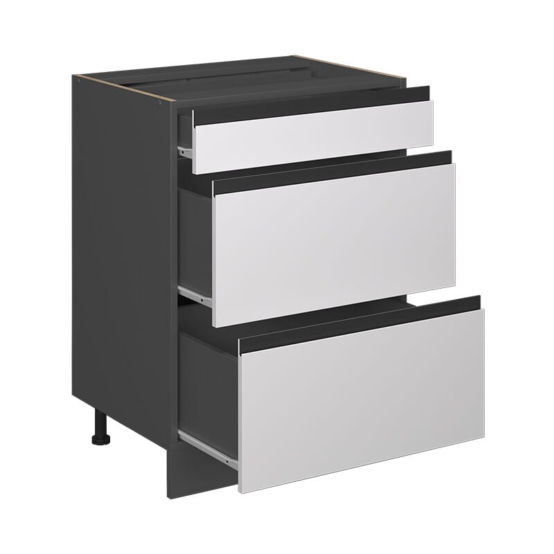 foto del prodotto mobiletto base per cucina r line, bianco, 60 cm forma a j, con cassetti, senza piano di lavoro, vicco