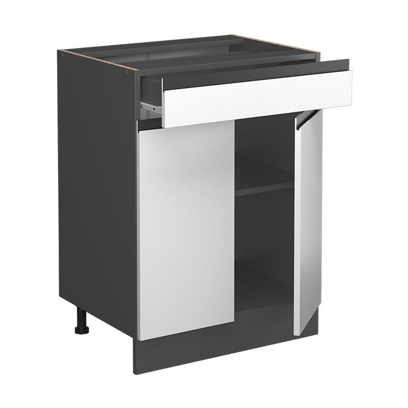 foto del prodotto mobiletto base per cucina r line, bianco, 60 cm forma a j, con cassetto, senza piano di lavoro vicco