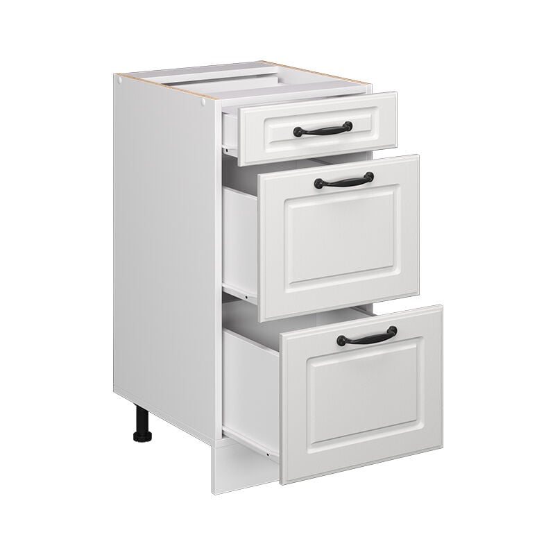 foto del prodotto mobiletto base per cucina r line, bianco casa di campagna, 40 cm con cassetti, senza piano di lavoro vicco