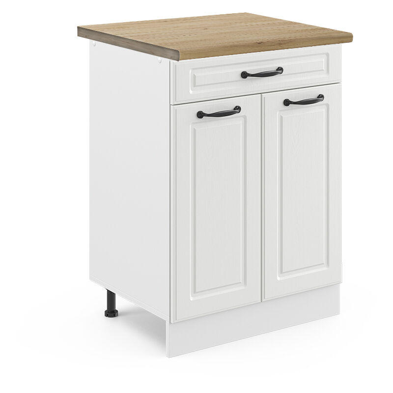 foto del prodotto mobiletto base per cucina r line, bianco casa di campagna, 60 cm con cassetto, pl rovere vicco