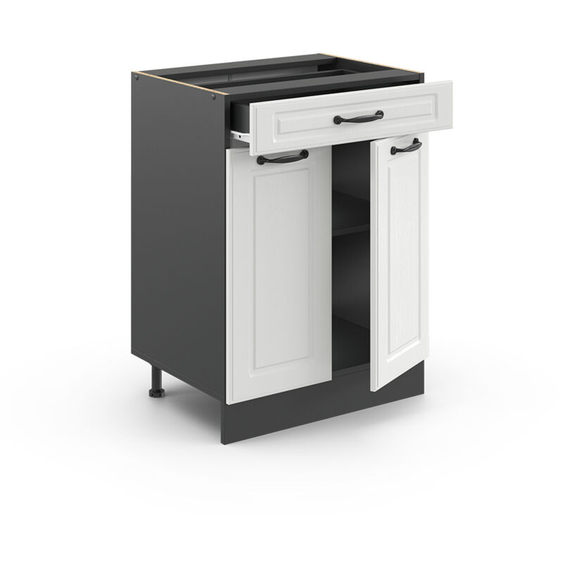 foto del prodotto mobiletto base per cucina r line, bianco casa di campagna, 60 cm con cassetto, senza piano di lavoro vicco
