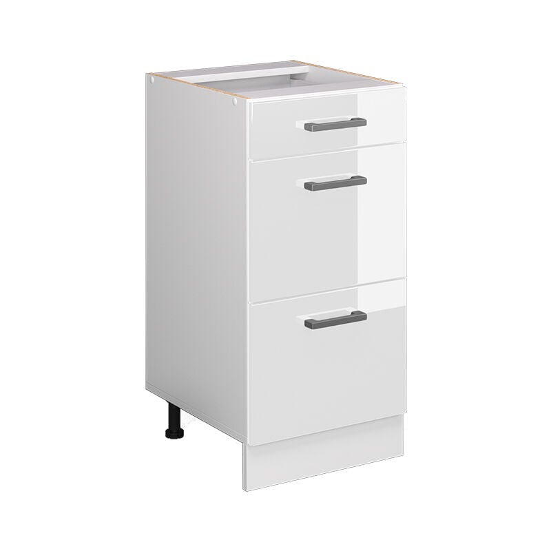 foto del prodotto mobiletto base per cucina r line, bianco lucido, 40 cm con cassetti, senza piano di lavoro vicco