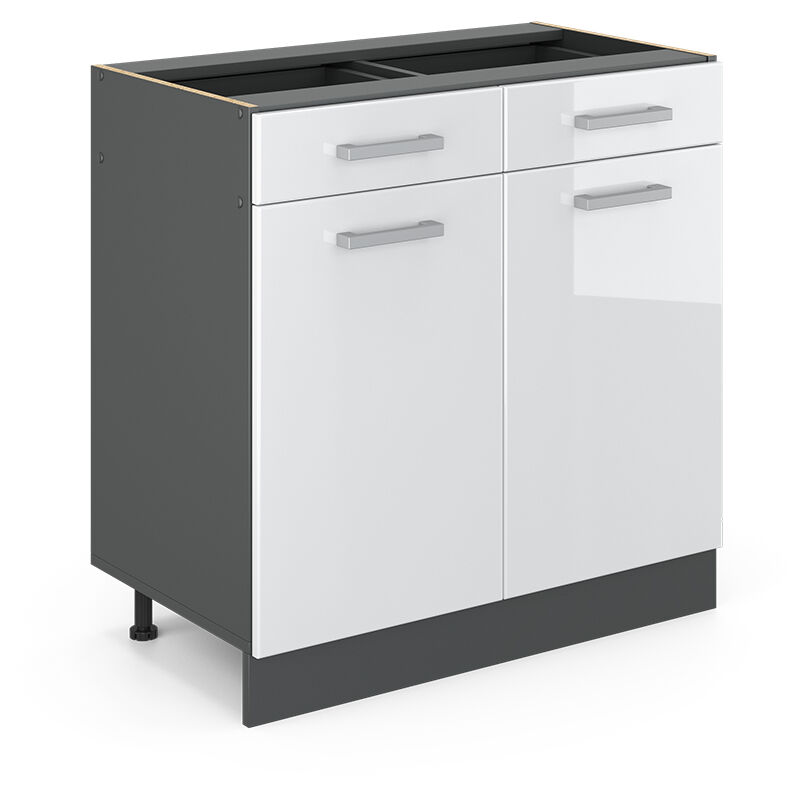 foto del prodotto mobiletto base per cucina r line, bianco lucido, 80 cm pl marmo vicco
