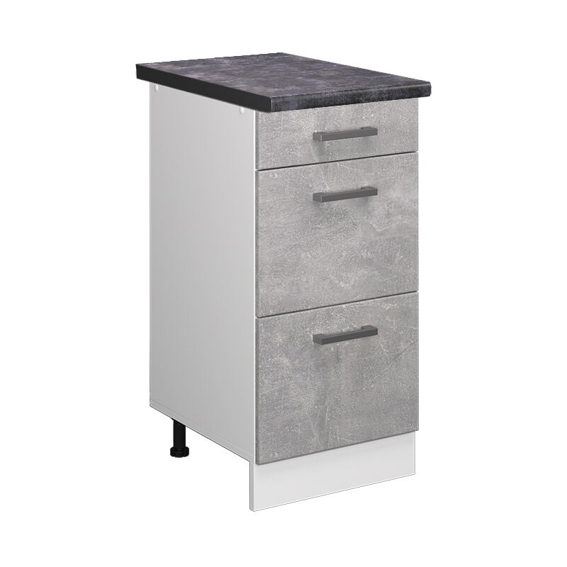 foto del prodotto mobiletto base per cucina r-line, calcestruzzo, 40 cm con cassetti, pl antracite vicco