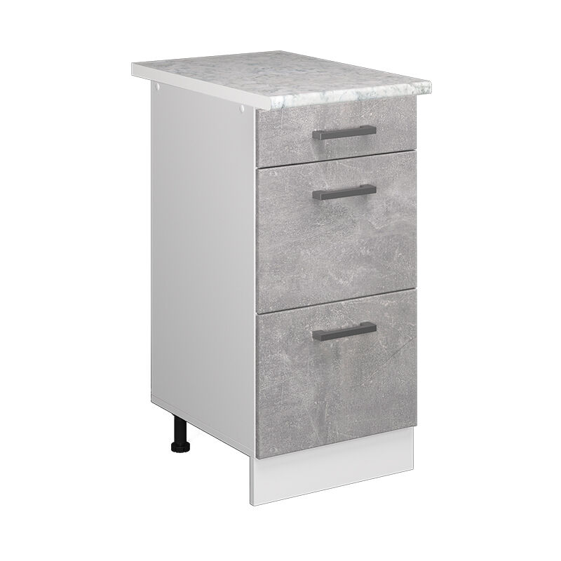 foto del prodotto mobiletto base per cucina r-line, calcestruzzo, 40 cm con cassetti pl marmo vicco