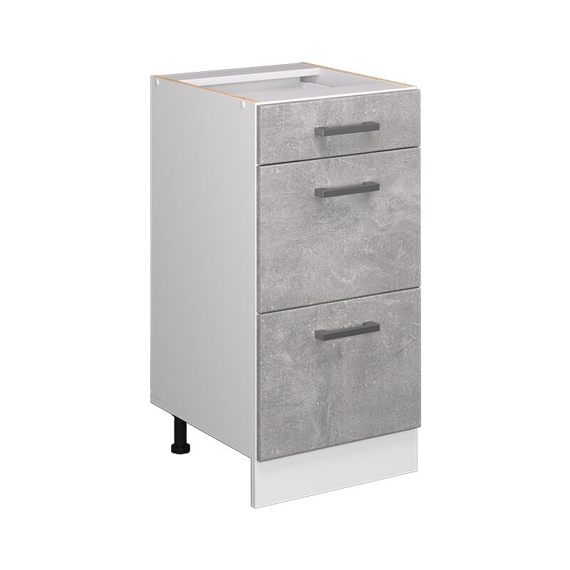 foto del prodotto mobiletto base per cucina r line, calcestruzzo, 40 cm con cassetti, senza piano di lavoro vicco
