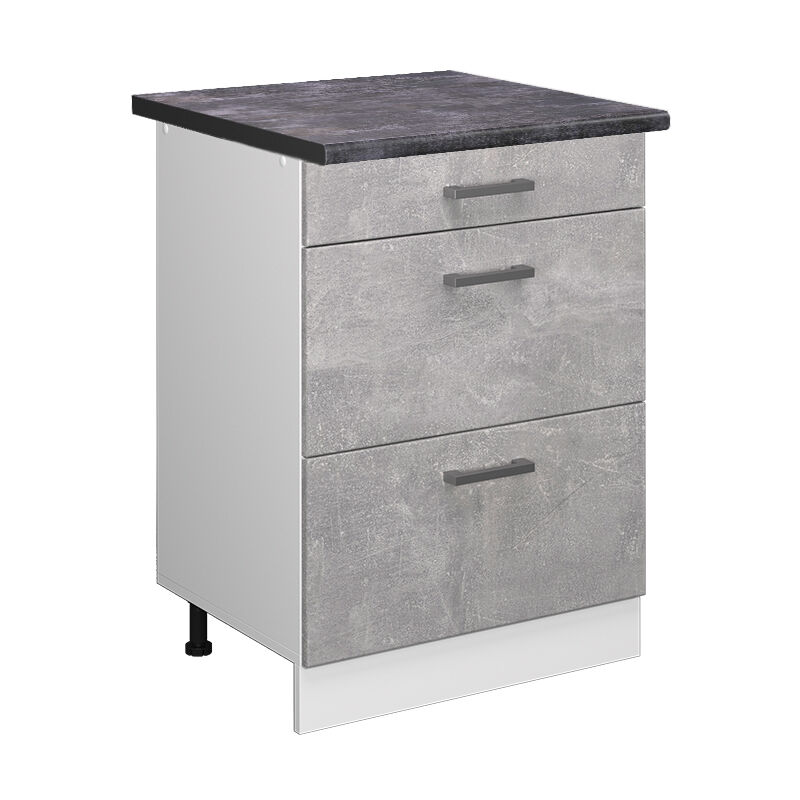 foto del prodotto mobiletto base per cucina r line, calcestruzzo, 60 cm con cassetti, pl antracite vicco