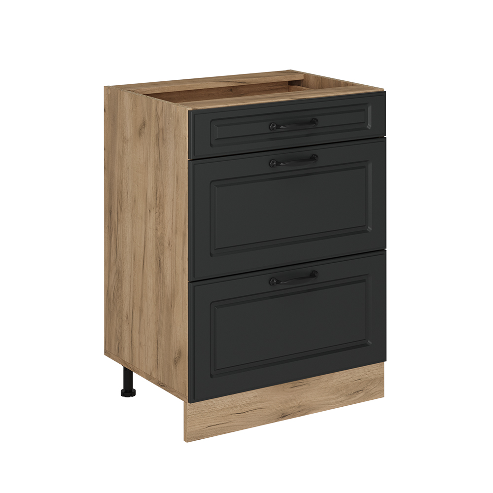 foto del prodotto mobiletto base per cucina r line, calcestruzzo, 60 cm con cassetti, senza piano di lavoro vicco