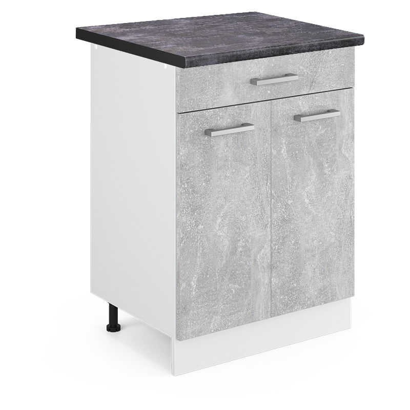foto del prodotto mobiletto base per cucina r line, calcestruzzo, 60 cm con cassetto, pl antracite vicco
