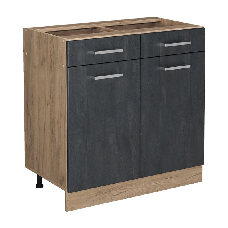 foto del prodotto mobiletto base per cucina r line, calcestruzzo nero, 80 cm senza piano di lavoro vicco