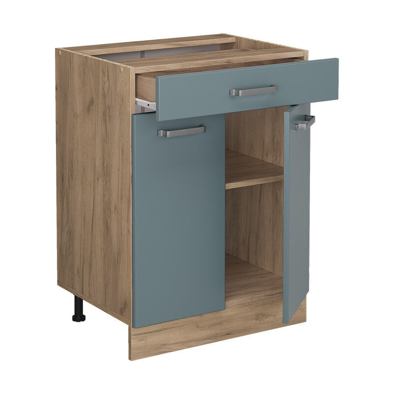 foto del prodotto mobiletto base per cucina r line, grigio blu, 60 cm con cassetto, senza piano di lavoro vicco