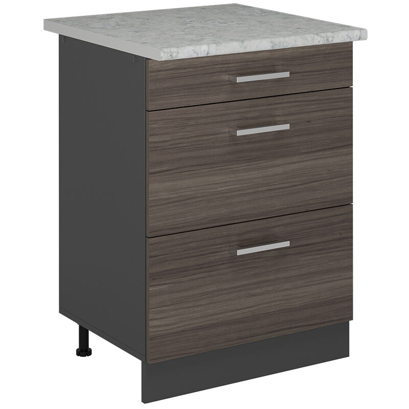 foto del prodotto mobiletto base per cucina r line, grigio nobile, 60 cm con cassetti, marmo ap vicco