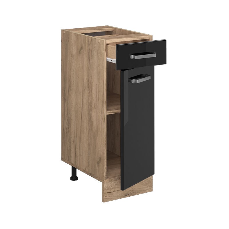 foto del prodotto mobiletto base per cucina r line, nero lucido, 30 cm senza piano di lavoro vicco