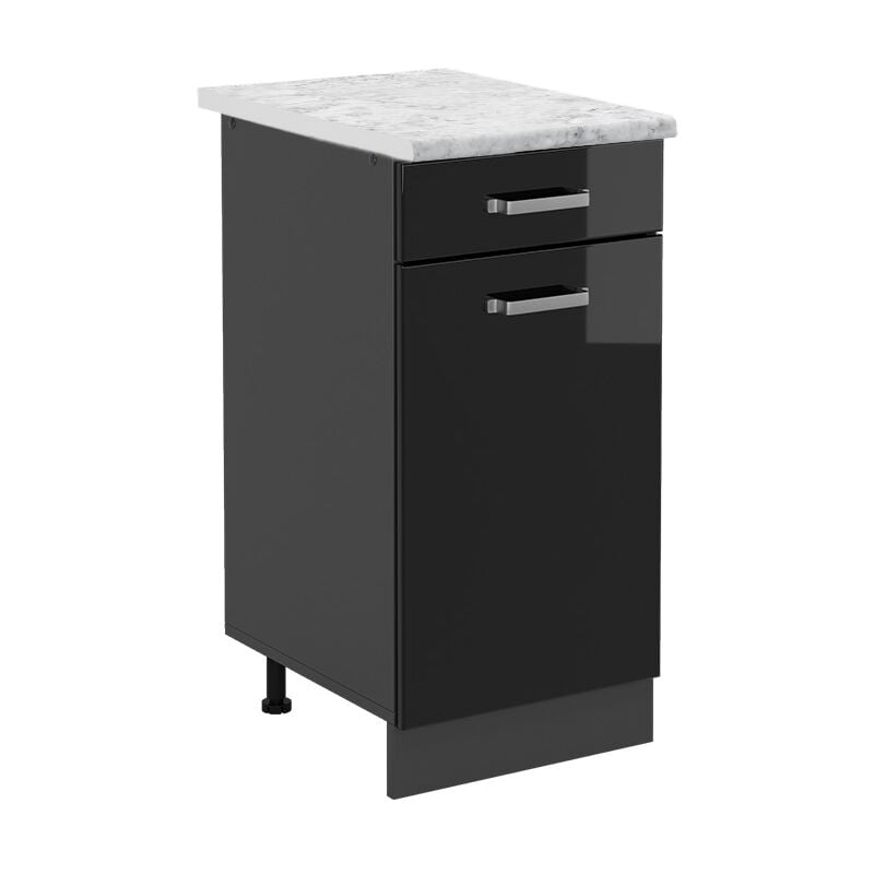 foto del prodotto mobiletto base per cucina r line, nero lucido, 40 cm pl marmo vicco