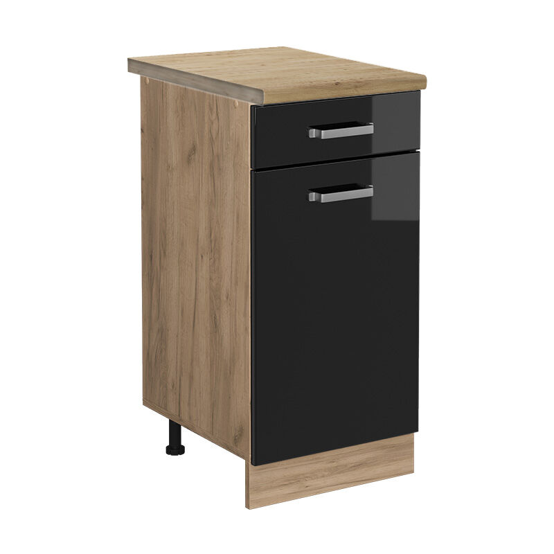 foto del prodotto mobiletto base per cucina r line, nero lucido, 40 cm , pl rovere vicco