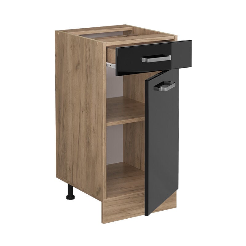 foto del prodotto mobiletto base per cucina r line, nero lucido, 40 cm senza piano di lavoro vicco