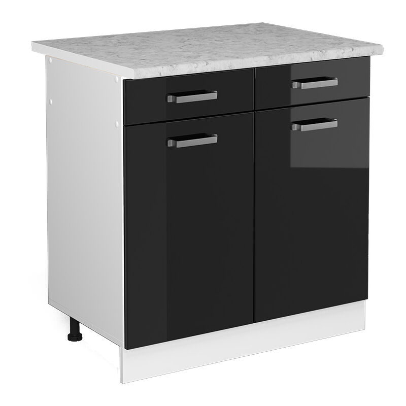foto del prodotto mobiletto base per cucina r line, nero lucido, 80 cm , pl marmo, vicco