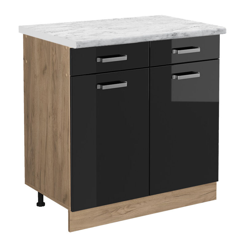 foto del prodotto mobiletto base per cucina r line, nero lucido, 80 cm pl marmo vicco