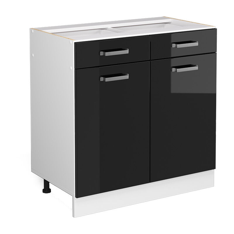 foto del prodotto mobiletto base per cucina r line, nero lucido, 80 cm senza piano di lavoro vicco
