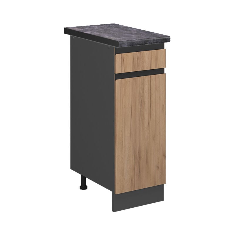 foto del prodotto mobiletto base per cucina r line, quercia dorata, 30 cm , pl antracite vicco