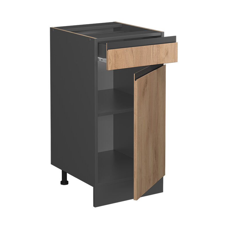 foto del prodotto mobiletto base per cucina r line, quercia dorata, 40 cm forma a j, senza piano di lavoro vicco