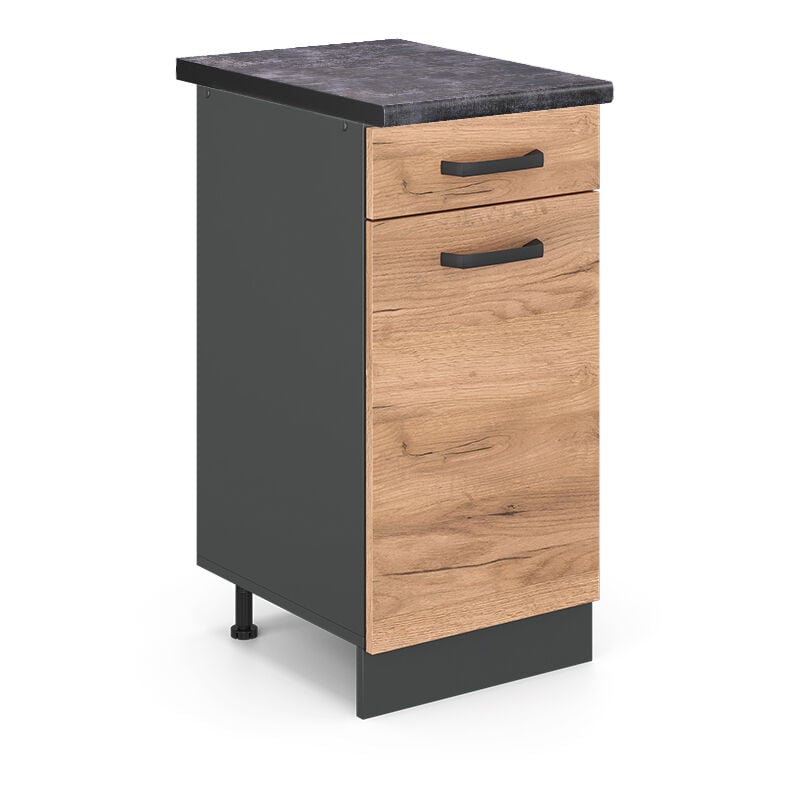 foto del prodotto mobiletto base per cucina r line, quercia dorata, 40 cm , pl antracite, vicco