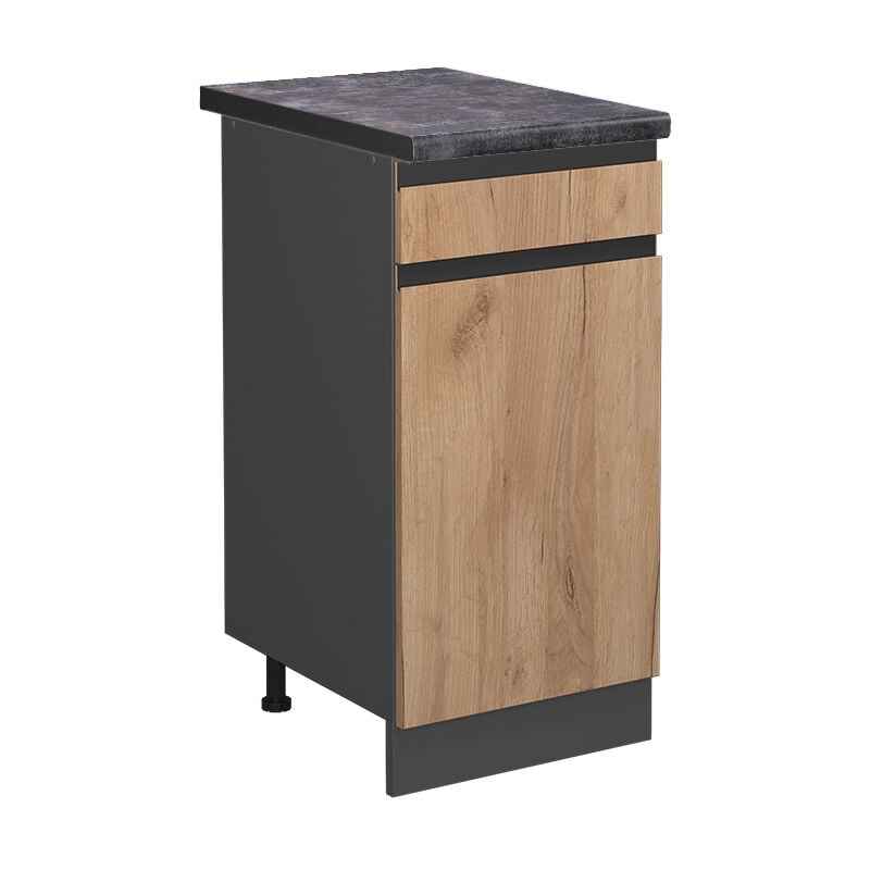 foto del prodotto mobiletto base per cucina r line, quercia dorata, 40 cm , pl antracite vicco