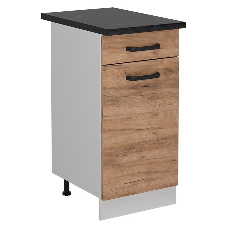 foto del prodotto mobiletto base per cucina r line, quercia dorata, 40 cm pl antracite vicco
