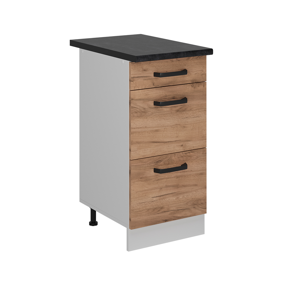 foto del prodotto mobiletto base per cucina r line, quercia dorata, 40 cm pl antracite vicco