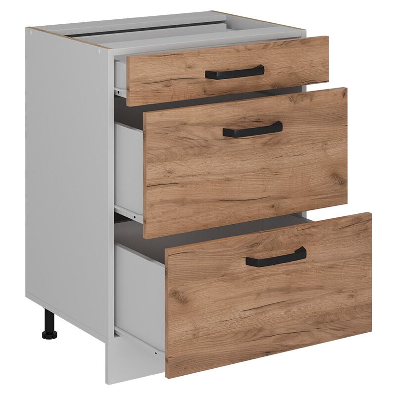 foto del prodotto mobiletto base per cucina r line, quercia dorata, 60 cm senza piano di lavoro vicco