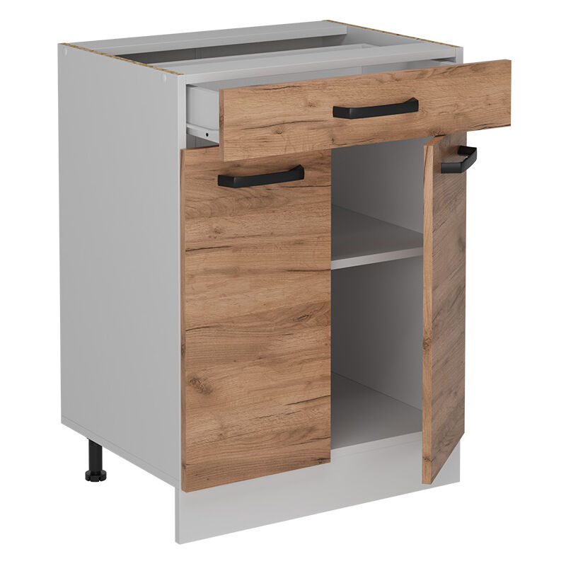 foto del prodotto mobiletto base per cucina r line, quercia dorata, 60 cm senza piano di lavoro vicco