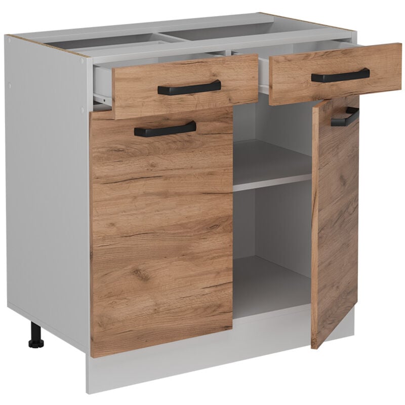 foto del prodotto mobiletto base per cucina r-line, quercia dorata, 80 cm senza piano di lavoro vicco