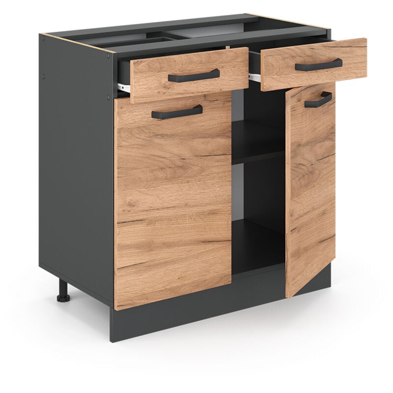 foto del prodotto mobiletto base per cucina r line, quercia dorata, 80 cm senza piano di lavoro vicco